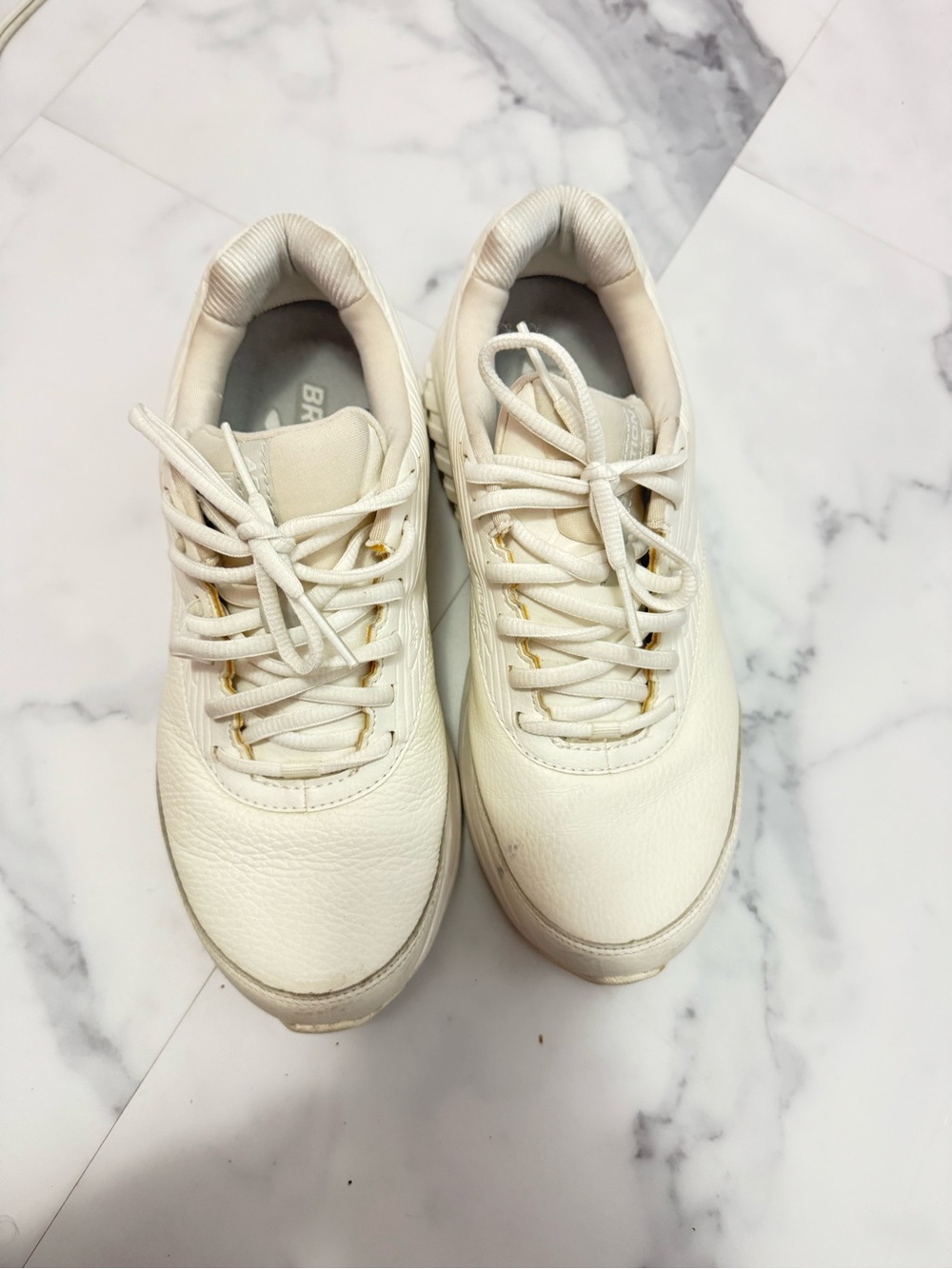 Brooks Women's Cream Lace-Up Sneakers with Gold Eyelets